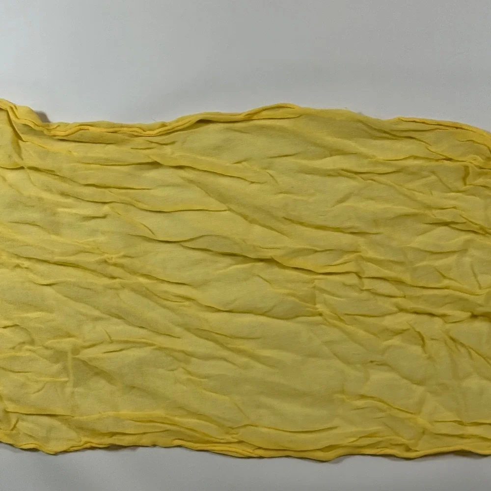 VTG Yellow Crinkle‎ Gauze Scarf Lightweight Boho Cottagecore Fairy Sun Wrap